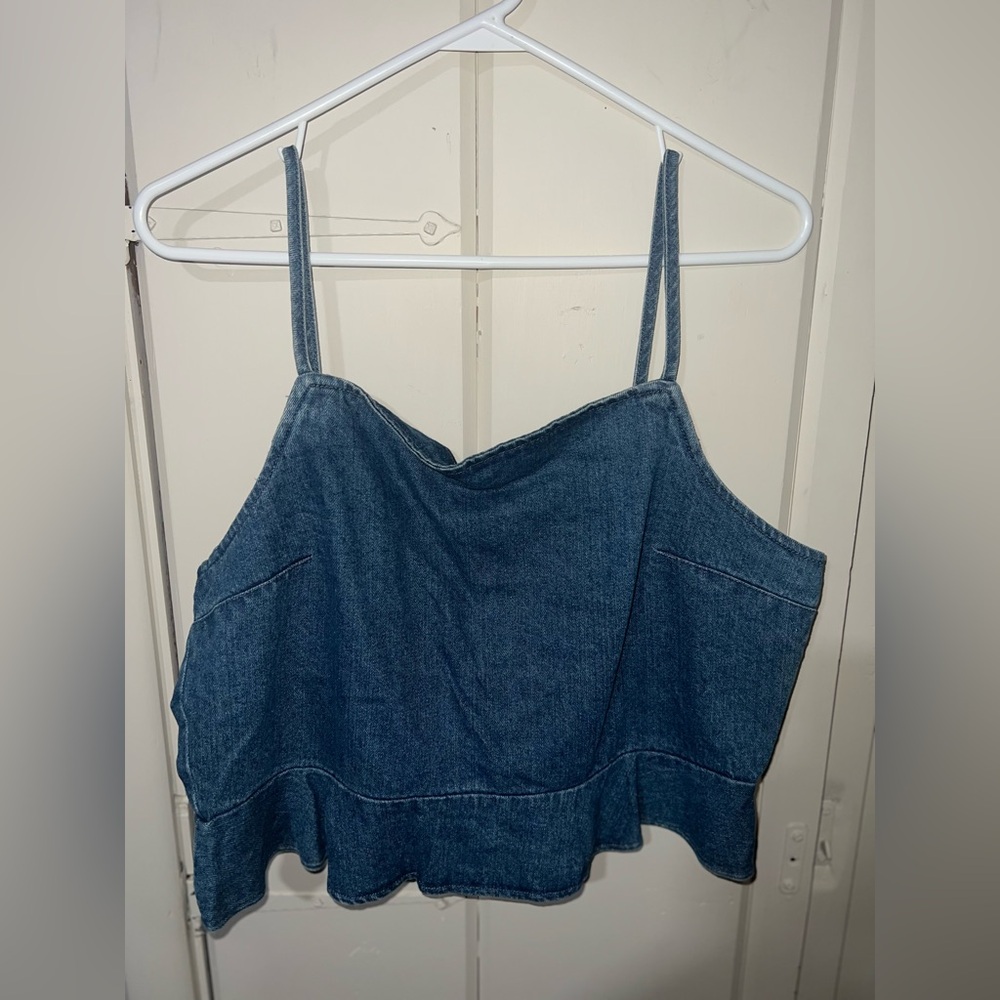 American Eagle Denim Blue CropTop, Size XL